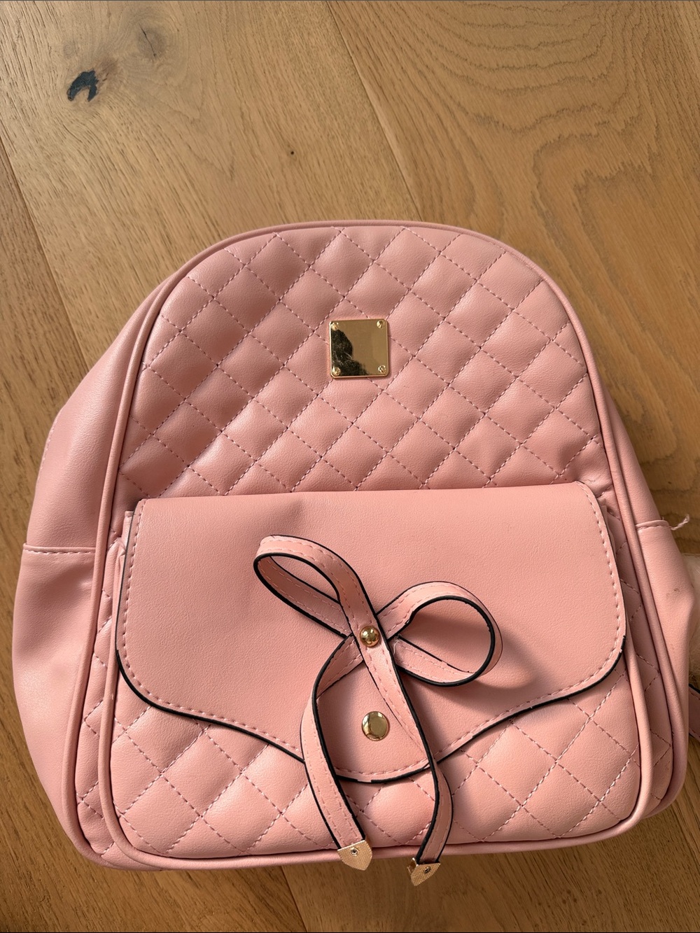 Amazon Pink Quilted Bow Accent Backpack